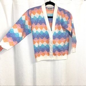 Colorful geometric vintage knit waves cardigan